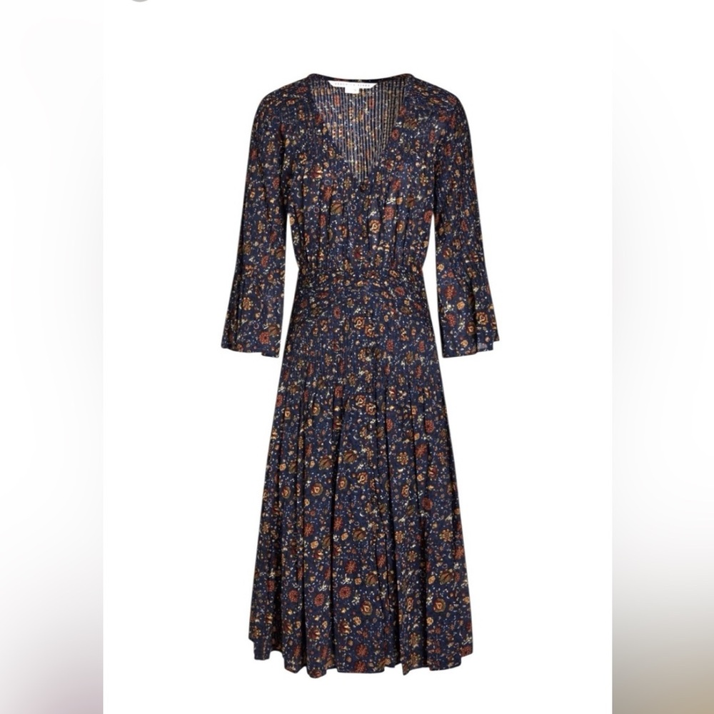 Veronica Beard Navy Floral Long Sleeve Dress